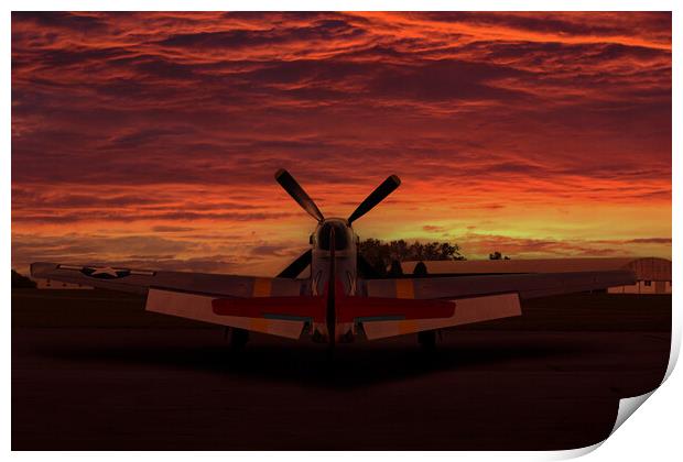P51 Mustang Sunset Print by Oxon Images