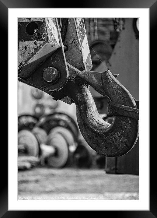 Crane Heavy Lifting Hook Framed Mounted Print by Andrew Heath