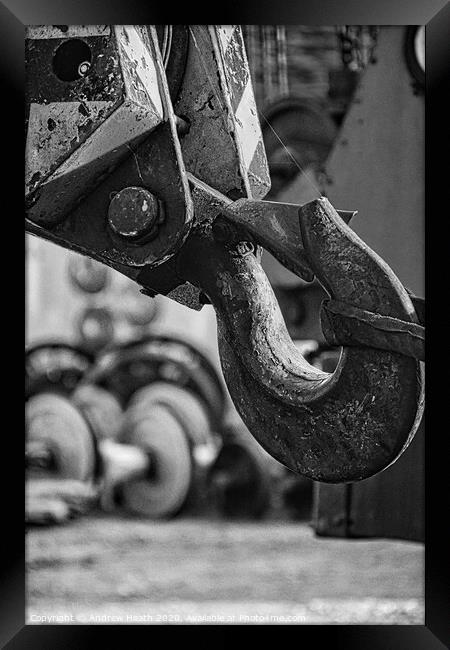 Crane Heavy Lifting Hook Framed Print by Andrew Heath