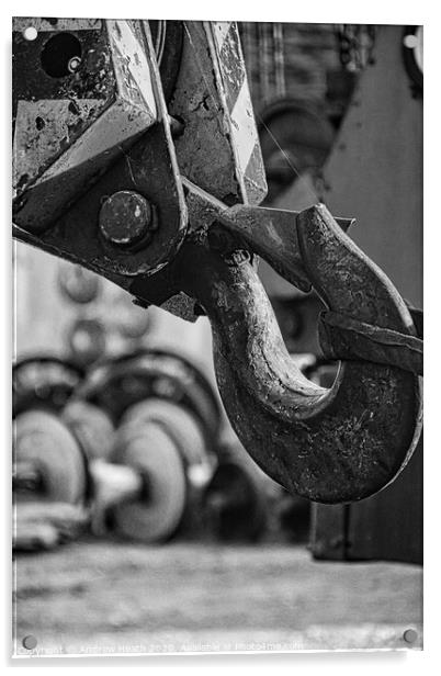 Crane Heavy Lifting Hook Acrylic by Andrew Heath