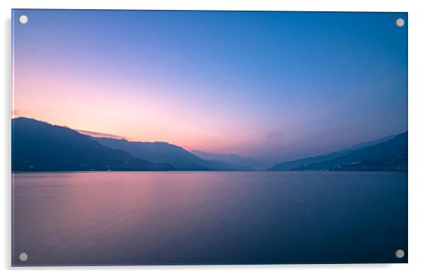 evening view of Phewa lake Acrylic by Ambir Tolang
