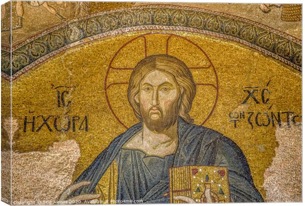 Mosaic of the pantocrator in the Church of the Hol Canvas Print by Stig Alenäs