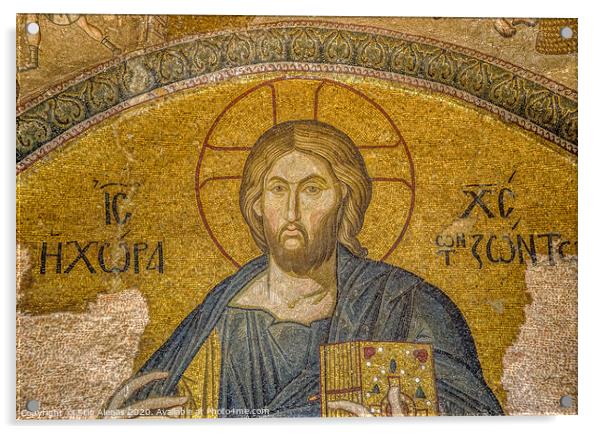 Mosaic of the pantocrator in the Church of the Hol Acrylic by Stig Alenäs