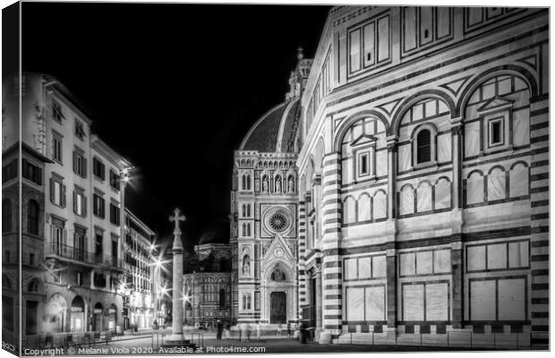 FLORENCE Saint Mary of the Flowers & Baptistery in the evening Canvas Print by Melanie Viola