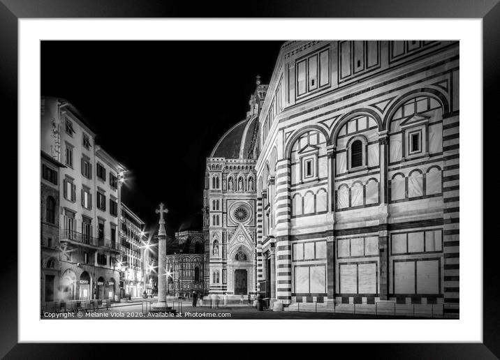 FLORENCE Saint Mary of the Flowers & Baptistery in the evening Framed Mounted Print by Melanie Viola