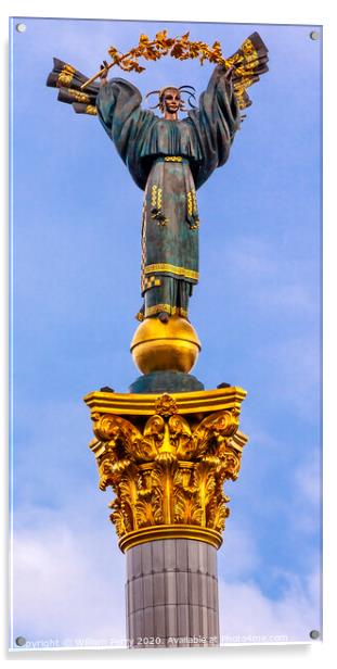 Independence Monument Berehynia  Maidan Square Kiev Ukraine Acrylic by William Perry