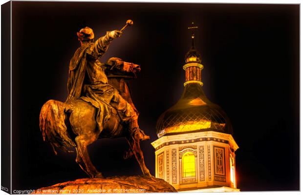 Bogdan Khmelnitsky Equestrian Statue Saint Sophia Kiev Ukraine Canvas Print by William Perry