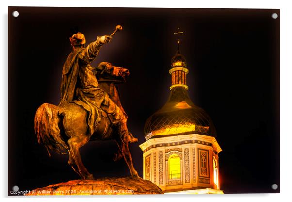 Bogdan Khmelnitsky Equestrian Statue Saint Sophia Kiev Ukraine Acrylic by William Perry