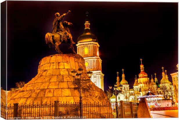 Bogdan Khmelnitsky Equestrian Statue Saint Sophia Kiev Ukraine Canvas Print by William Perry