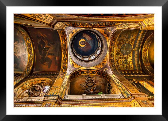 Basilica Dome Ceiling Saint Volodymyr Cathedral Kiev Ukraine Framed Mounted Print by William Perry