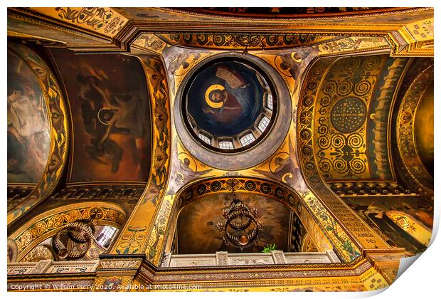 Basilica Dome Ceiling Saint Volodymyr Cathedral Kiev Ukraine Print by William Perry