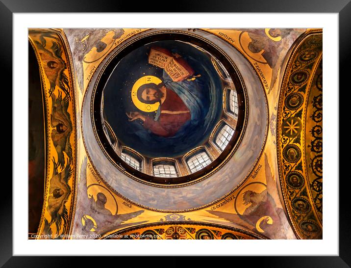 Jesus Dome Basilica Saint Volodymyr Cathedral Kiev Ukraine Framed Mounted Print by William Perry