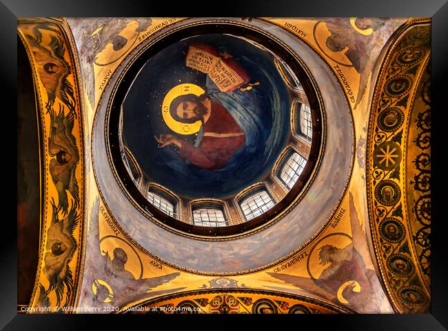 Jesus Dome Basilica Saint Volodymyr Cathedral Kiev Ukraine Framed Print by William Perry
