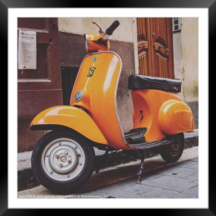 PIAGGIO VESPA  Italian scooter  Framed Mounted Print by mick gibbons