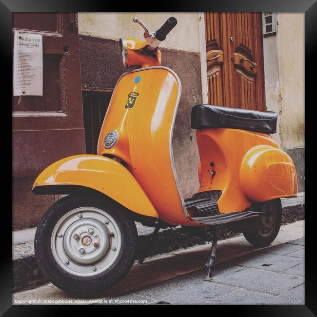 PIAGGIO VESPA  Italian scooter  Framed Print by mick gibbons