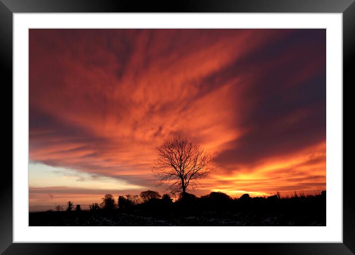 Dramatic  Cotswold sunrise Framed Mounted Print by Simon Johnson