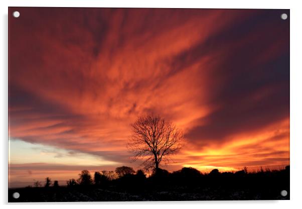 Dramatic  Cotswold sunrise Acrylic by Simon Johnson