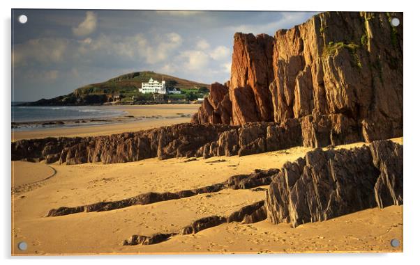 Bigbury on Sea & Burgh Island Panorama Acrylic by Darren Galpin