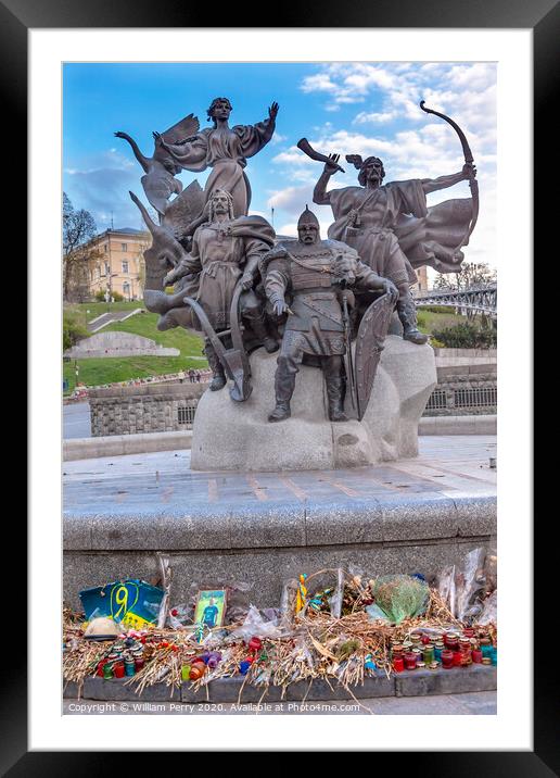 Founders Monument Memorials Maidan Square Kiev Ukraine Framed Mounted Print by William Perry