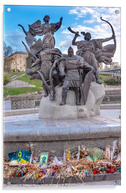 Founders Monument Memorials Maidan Square Kiev Ukraine Acrylic by William Perry