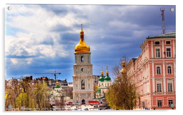 Saint Sophia Sofia Cathedral Spires Tower Sofiyskaya Square Kiev Acrylic by William Perry