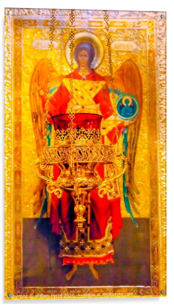 Saint Michael Icon Insense Saint Michael Cathedral Kiev Ukraine Acrylic by William Perry
