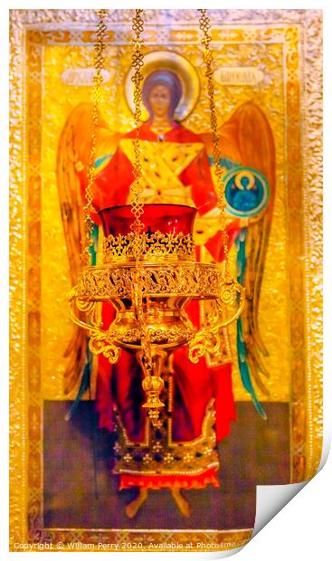 Saint Michael Icon Insense Saint Michael Cathedral Kiev Ukraine Print by William Perry