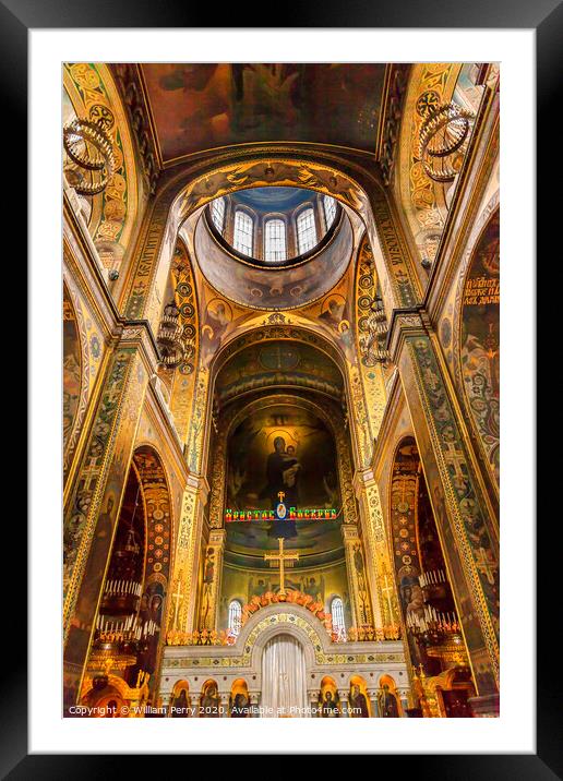 Basilica Dome Saint Volodymyr Cathedral Kiev Ukraine Framed Mounted Print by William Perry