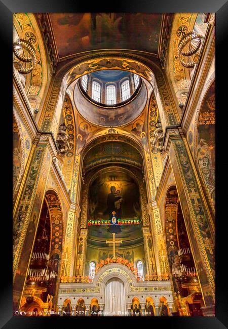 Basilica Dome Saint Volodymyr Cathedral Kiev Ukraine Framed Print by William Perry