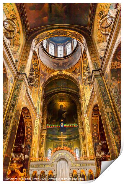 Basilica Dome Saint Volodymyr Cathedral Kiev Ukraine Print by William Perry