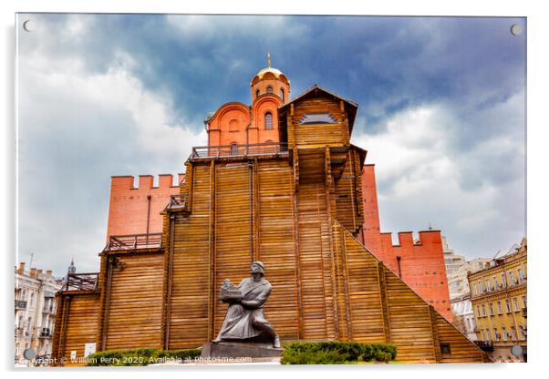 Golden Gate Yaraslav Wise Statue Kiev Ukraine Acrylic by William Perry