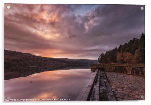 Broomhead Reservoir Sunset Acrylic by Angie Morton