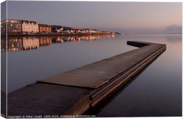 West Kirby Marine Lake and Jetty at Dusk Canvas Print by Peter Lovatt  LRPS