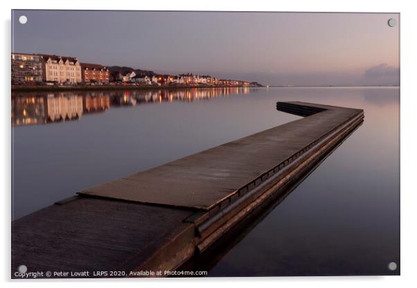 West Kirby Marine Lake and Jetty at Dusk Acrylic by Peter Lovatt  LRPS