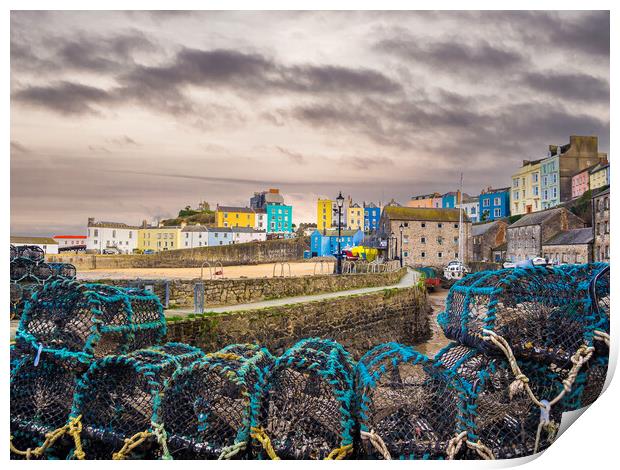 Tenby Harbour, Pembrokeshire, Wales. Print by Colin Allen