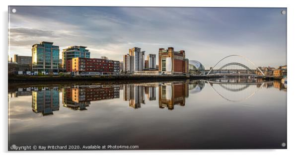 Reflections on the Tyne Acrylic by Ray Pritchard