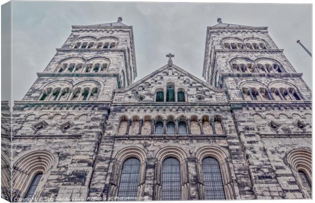 The west towers of Lund Cathedral against the blue Canvas Print by Stig Alenäs