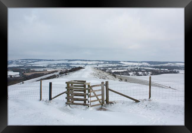 Chilterns in Winter Framed Print by Graham Custance
