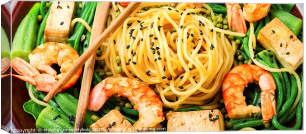 Spaghetti with shrimps Canvas Print by Mykola Lunov Mykola