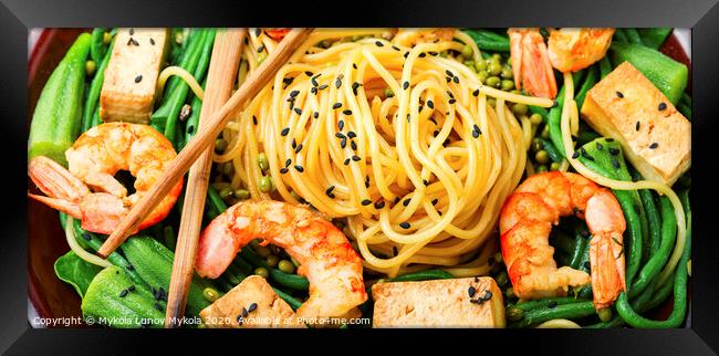 Spaghetti with shrimps Framed Print by Mykola Lunov Mykola