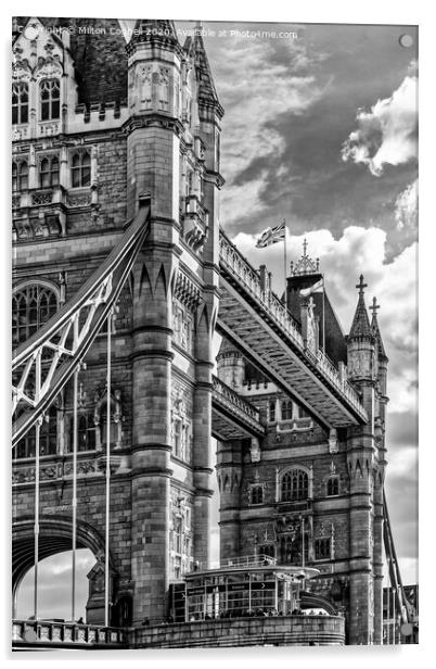 Towers of Tower Bridge - B&amp;W Acrylic by Milton Cogheil