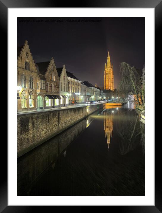 Bruges By Night. Framed Mounted Print by Jason Connolly