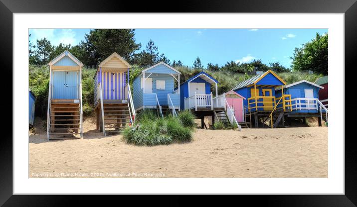 Wells Next the Sea Beach Huts Norfolk Framed Mounted Print by Diana Mower