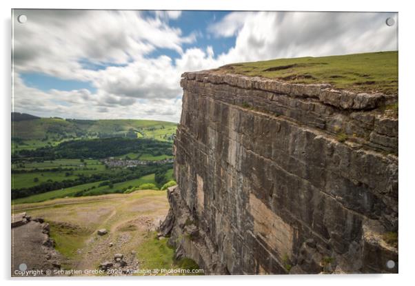 Llangollen Panorama Cliffs Acrylic by Sebastien Greber