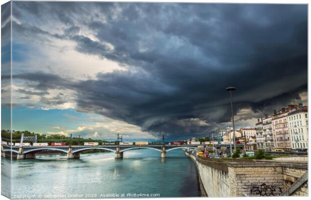 Storm Clouds over Lyon Canvas Print by Sebastien Greber