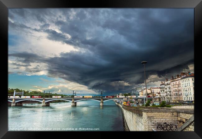 Storm Clouds over Lyon Framed Print by Sebastien Greber