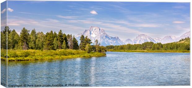 Panoramic view of Grand Teton National Park from Oxbow Bend over Canvas Print by Pere Sanz