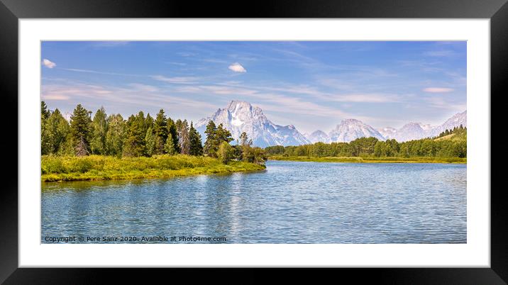 Panoramic view of Grand Teton National Park from Oxbow Bend over Framed Mounted Print by Pere Sanz