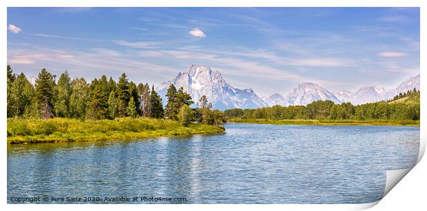 Panoramic view of Grand Teton National Park from Oxbow Bend over Print by Pere Sanz