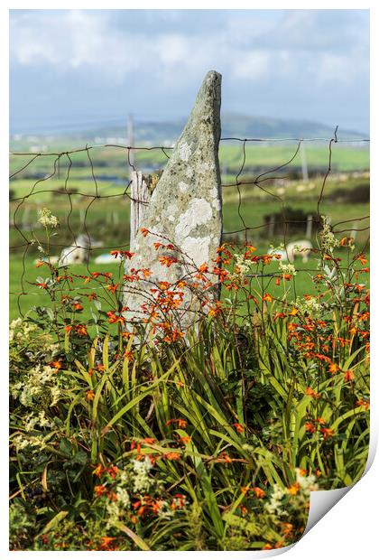 Stone fence post, Louisburgh, Mayo, Ireland Print by Phil Crean